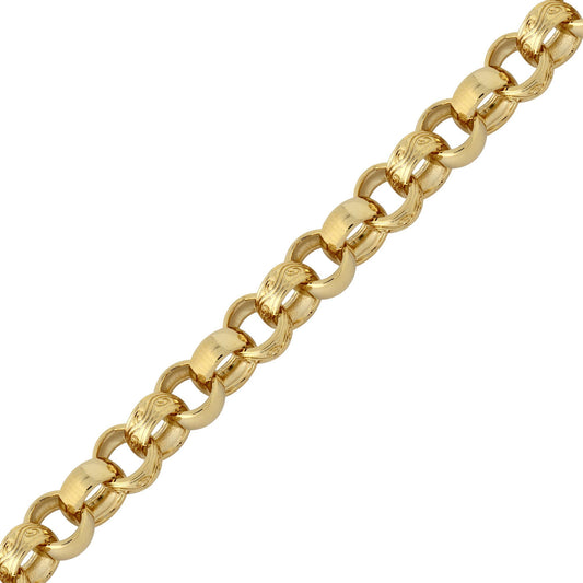 Flash-plated Solid Brass  Patterned & Plain Belcher 9mm Chain - BCN001T