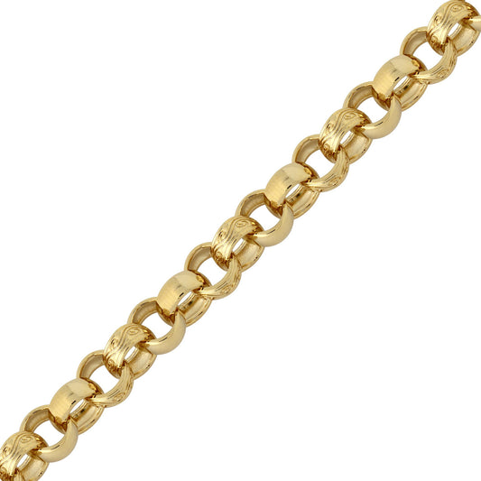 Flash-plated Brass  Patterned Plain Belcher 9mm Bracelet 8.5 inch - BCN001T
