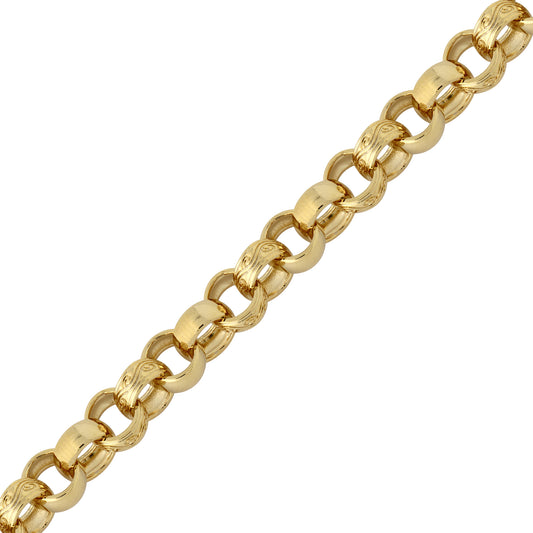 Flash-plated Brass  Patterned Plain Belcher 9mm Bracelet 8.5 inch - BCN001T