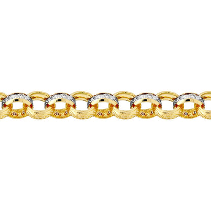 Flash-plated Solid Brass  Cast Patterned & CZ Belcher 14mm Chain - BCN079A