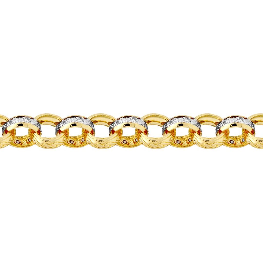 Flash-plated Solid Brass  Cast Patterned & CZ Belcher 14mm Chain - BCN079A