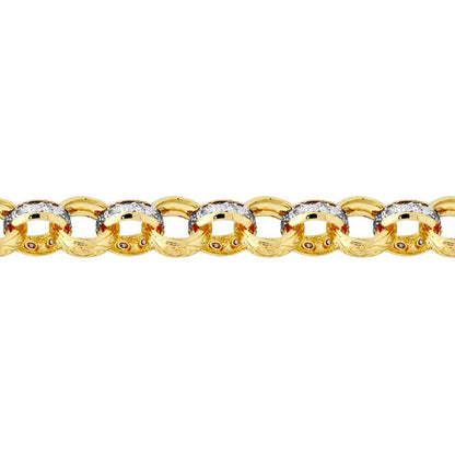 Flash-plated Solid Brass  Cast Patterned & CZ Belcher 14mm Chain - BCN079A