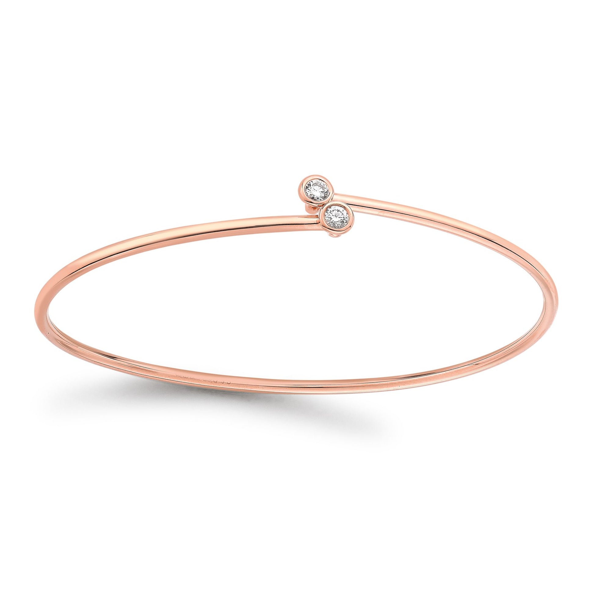18ct Rose Gold  Diamond Donut Crossover Torque Bangle 1.5mm 10pts - BGNR02054