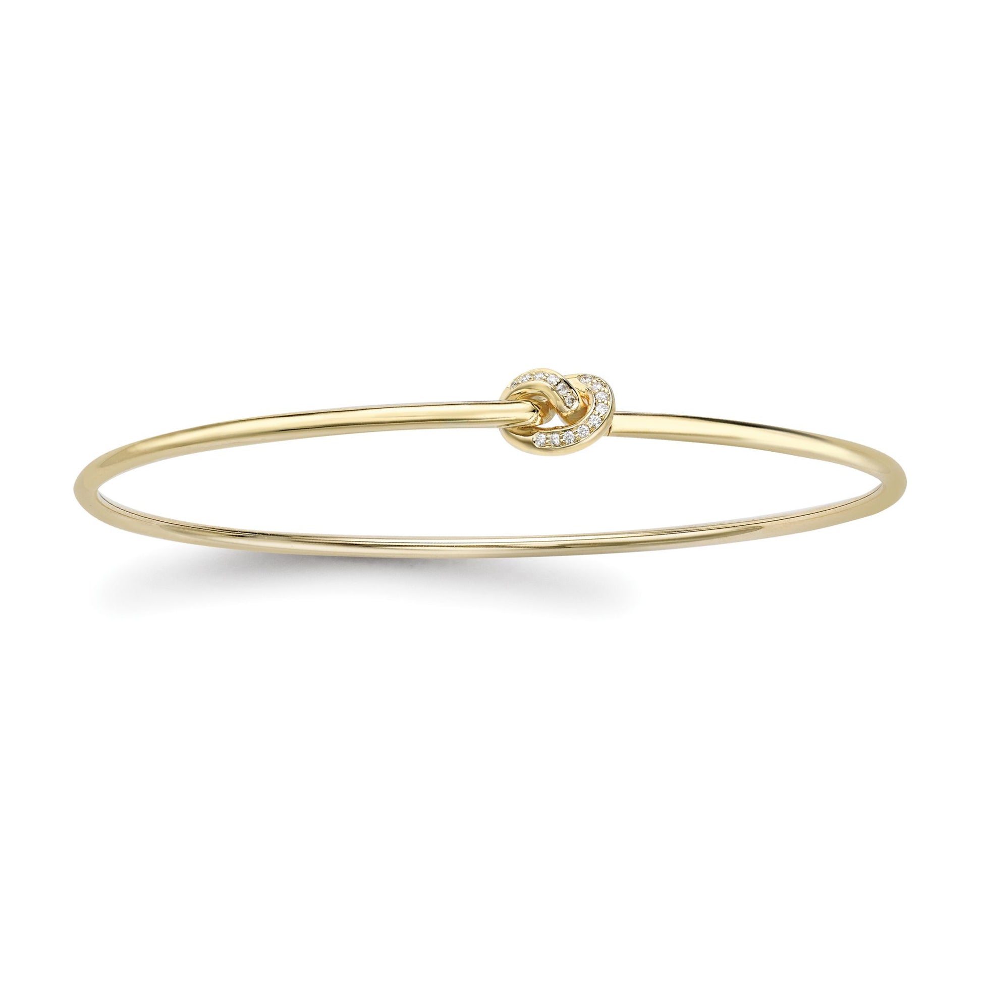 Ladies 18ct Gold  Diamond Pretzel Love Knot Bangle Bracelet 1.8mm - BGNR02083