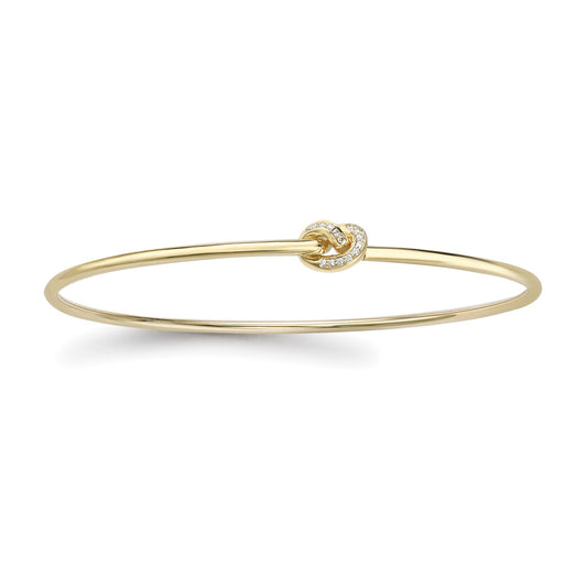Ladies 18ct Gold  Diamond Pretzel Love Knot Bangle Bracelet 1.8mm - BGNR02083