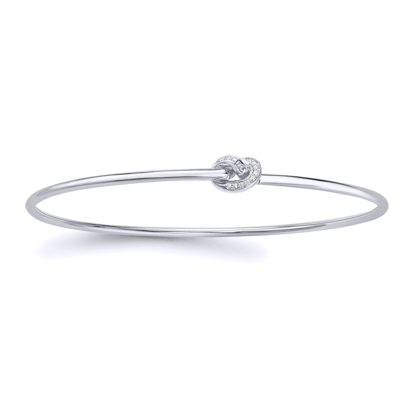 18ct White Gold  Diamond Pretzel Love Knot Bangle Bracelet 1.8mm - BGNR02084