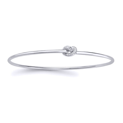 18ct White Gold  Diamond Pretzel Love Knot Bangle Bracelet 1.8mm - BGNR02084
