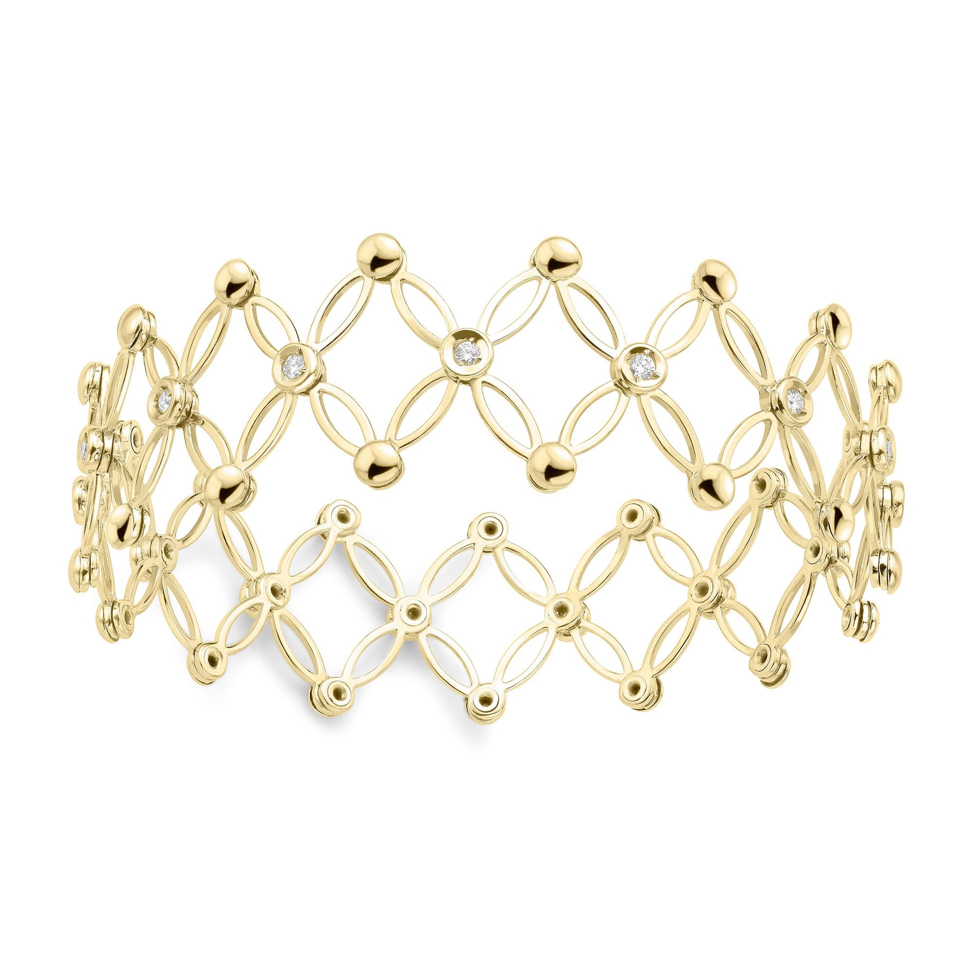 18ct Gold  Diamond Expanding Button Gate Adjustable Cuff Bangle - BGNR02090