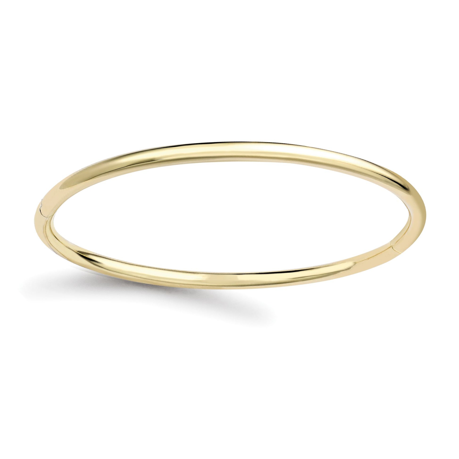 Ladies 18ct Gold  Round Tube Minimalist Oval Bangle Bracelet 3mm - BGNR02350