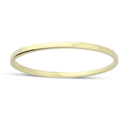 18ct Gold  D-Shape Flat Court Tube Minimalist Oval Bangle 3mm - BGNR02354