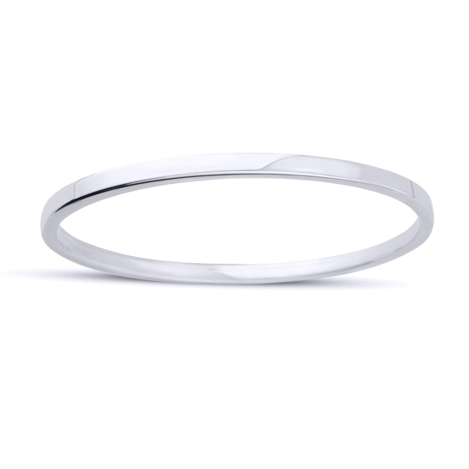 18ct White Gold  D-Shape Flat Court Tube Oval Bangle 3mm - BGNR02355