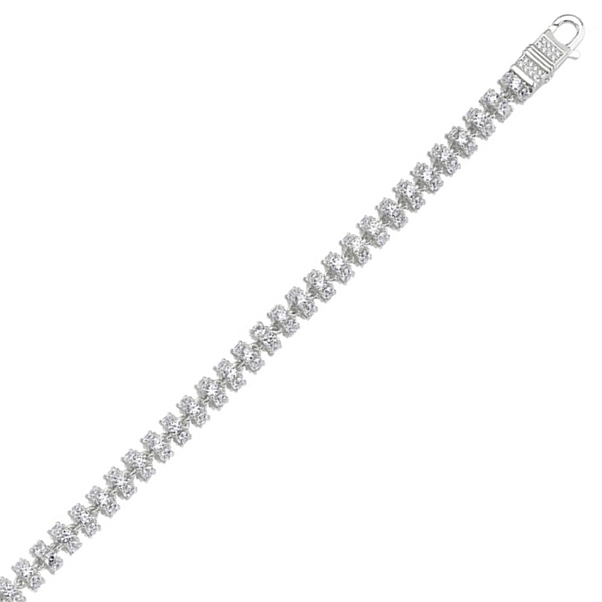 Mens Sterling Silver  CZ Sweetie Tablet Bead Bracelet 8mm 8.5 inch - BLBR10