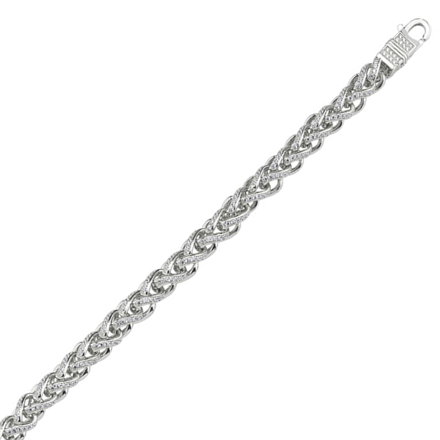 Mens Silver  CZ Spiga Spiga Bracelet 10mm 8.5 inch - BLBR12