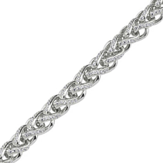 Mens 925 Sterling Silver  CZ Spiga Spiga Bracelet 10mm 8.5 inch - BLBR12