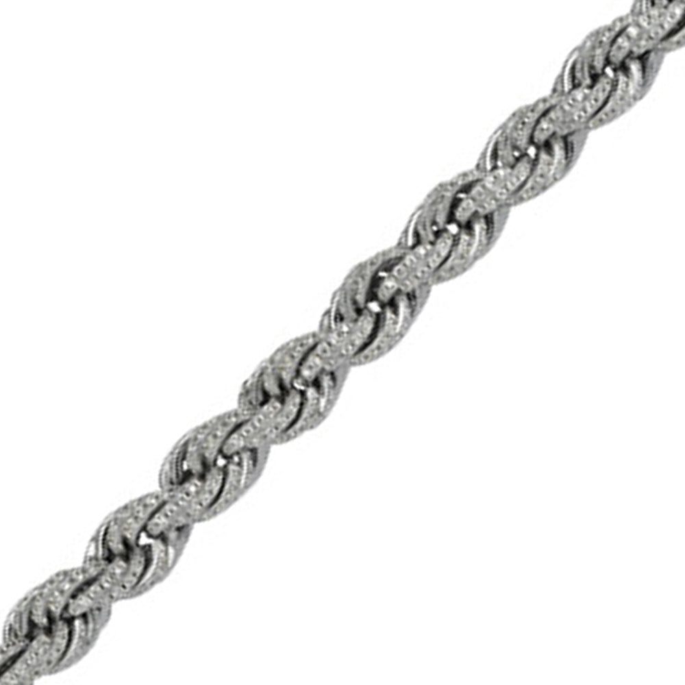 Mens Silver  CZ Encrusted Twisted Rope Bracelet 9mm 8.5 inch - BLBR14