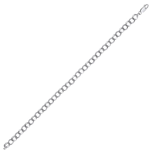 Mens Silver  Carved Filigree Curb Chain Bracelet 7mm 8.5 inch - BLBR1