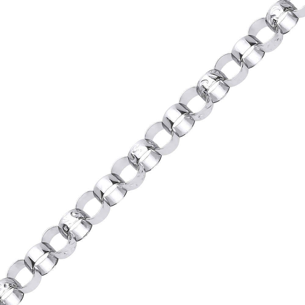 Mens Silver  Carved Filigree Belcher Chain Bracelet 9mm 8.5 inch - BLBR2
