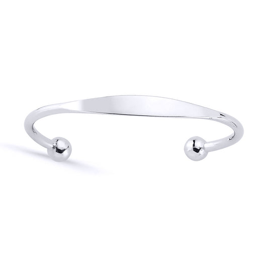 Kids Silver  ID Torque Identity Baby Bangle Bracelet - BN23