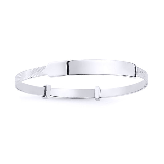 Kids Silver  Identity Expanding ID Baby Bangle Bracelet - BN43