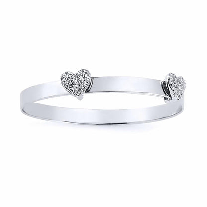 Girls Silver  CZ Heart Expanding ID Baby Bangle Bracelet - BN44
