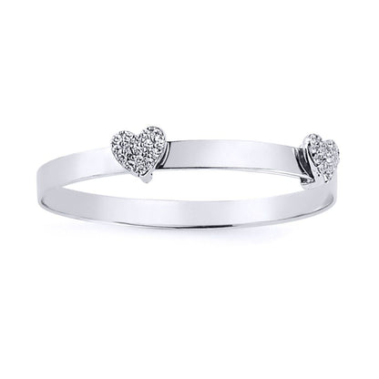 Girls Silver  CZ Heart Expanding ID Baby Bangle Bracelet - BN44