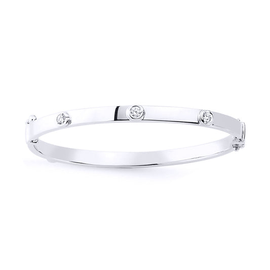 Sterling Silver  CZ Bubble Donut Baby Bangle Bracelet - BN46