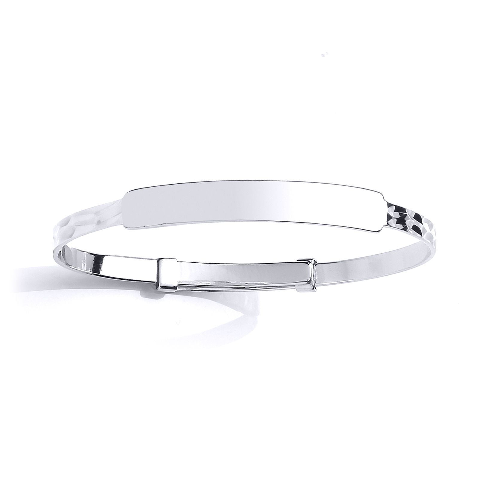 Girls Silver  Sparkle Cut Expanding ID Baby Bangle Bracelet - BN58