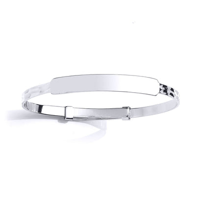 Girls Silver  Sparkle Cut Expanding ID Baby Bangle Bracelet - BN58