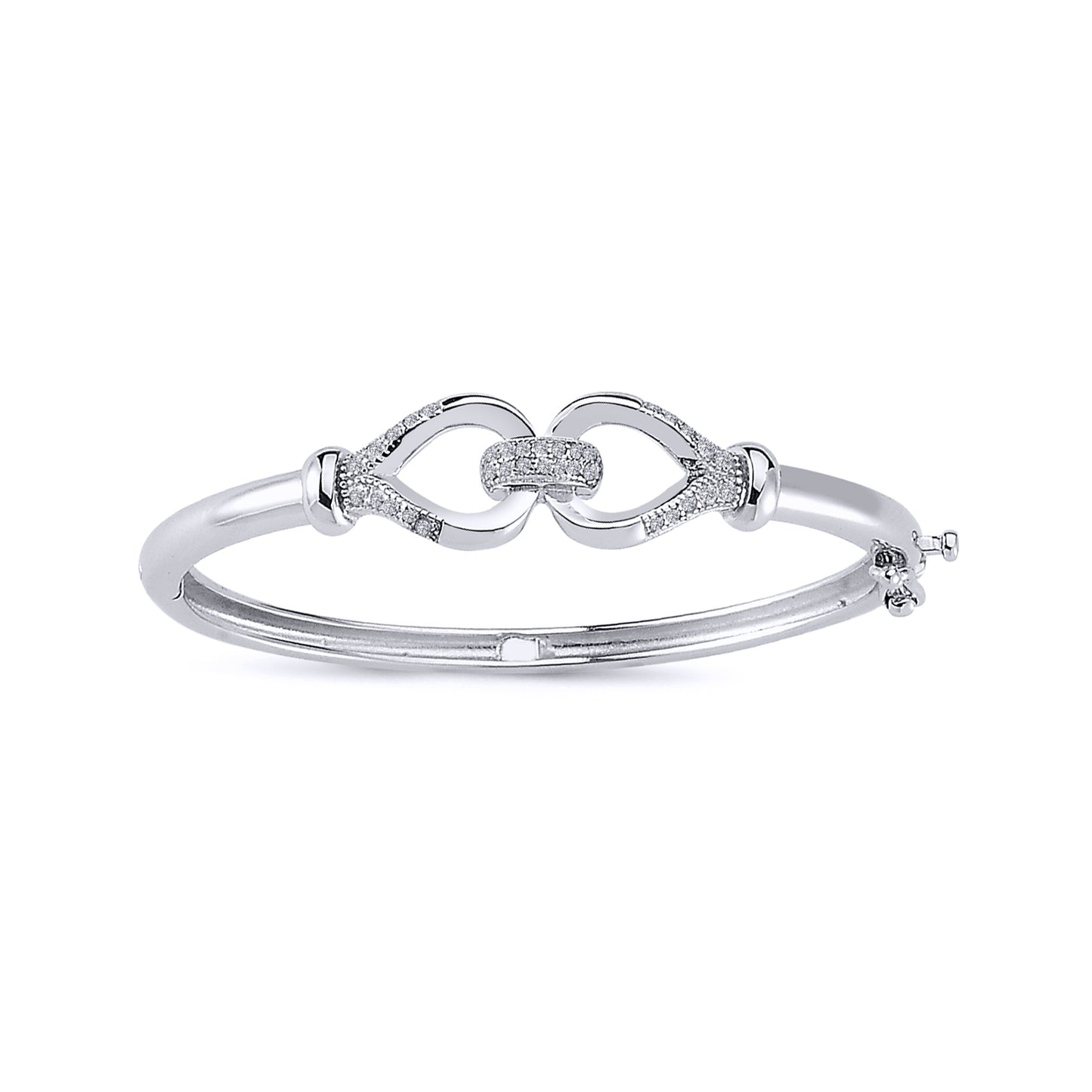 Sterling Silver  CZ Horse Snaffle Loop Baby Bangle Bracelet - BN67