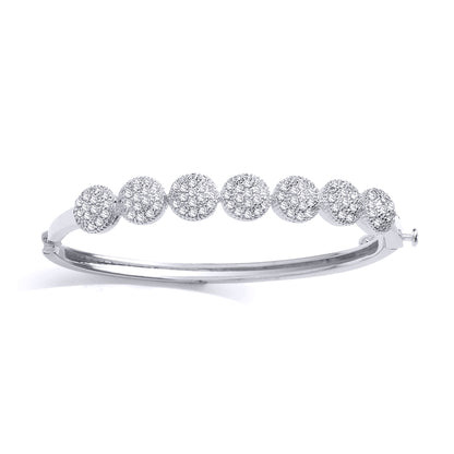 Sterling Silver  CZ Daisy Cluster Baby Bangle Bracelet - BN71