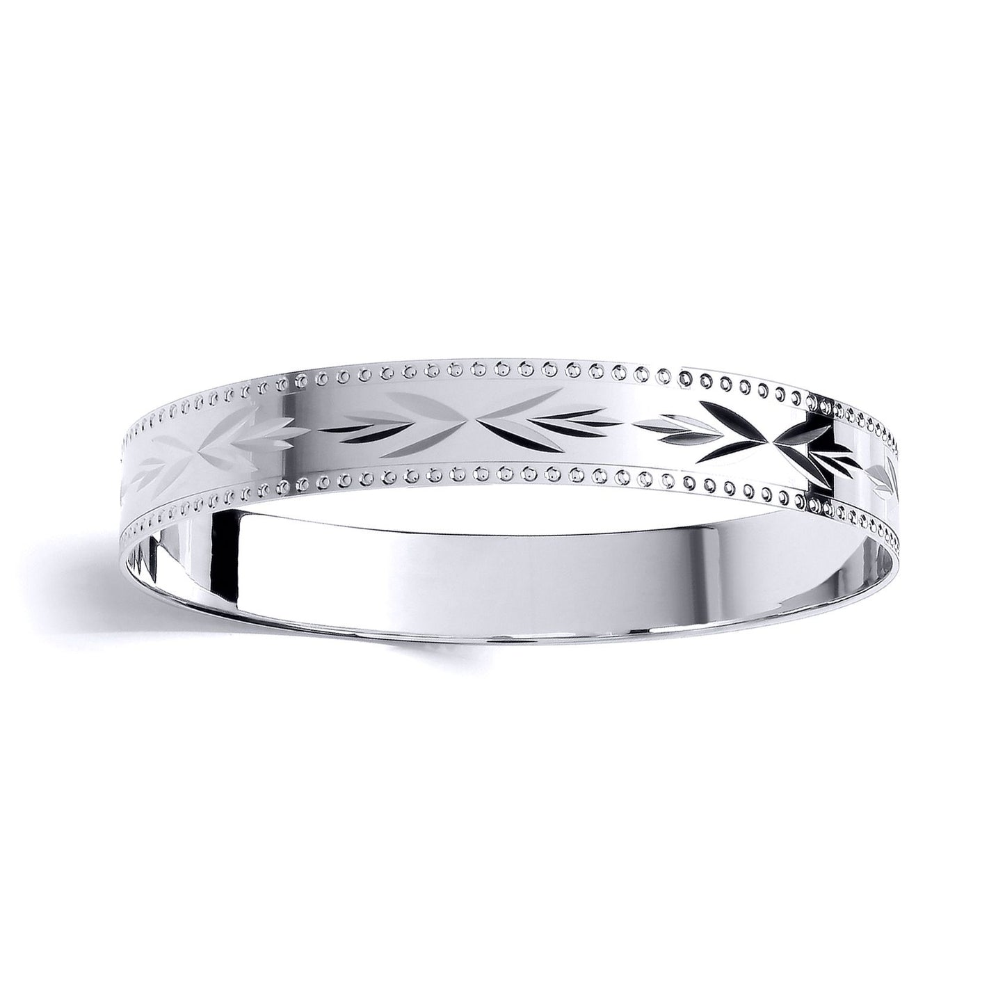 Kids Silver  Bead Edge Engraved Arrows Slave Bracelet 10mm 55mm - BN73