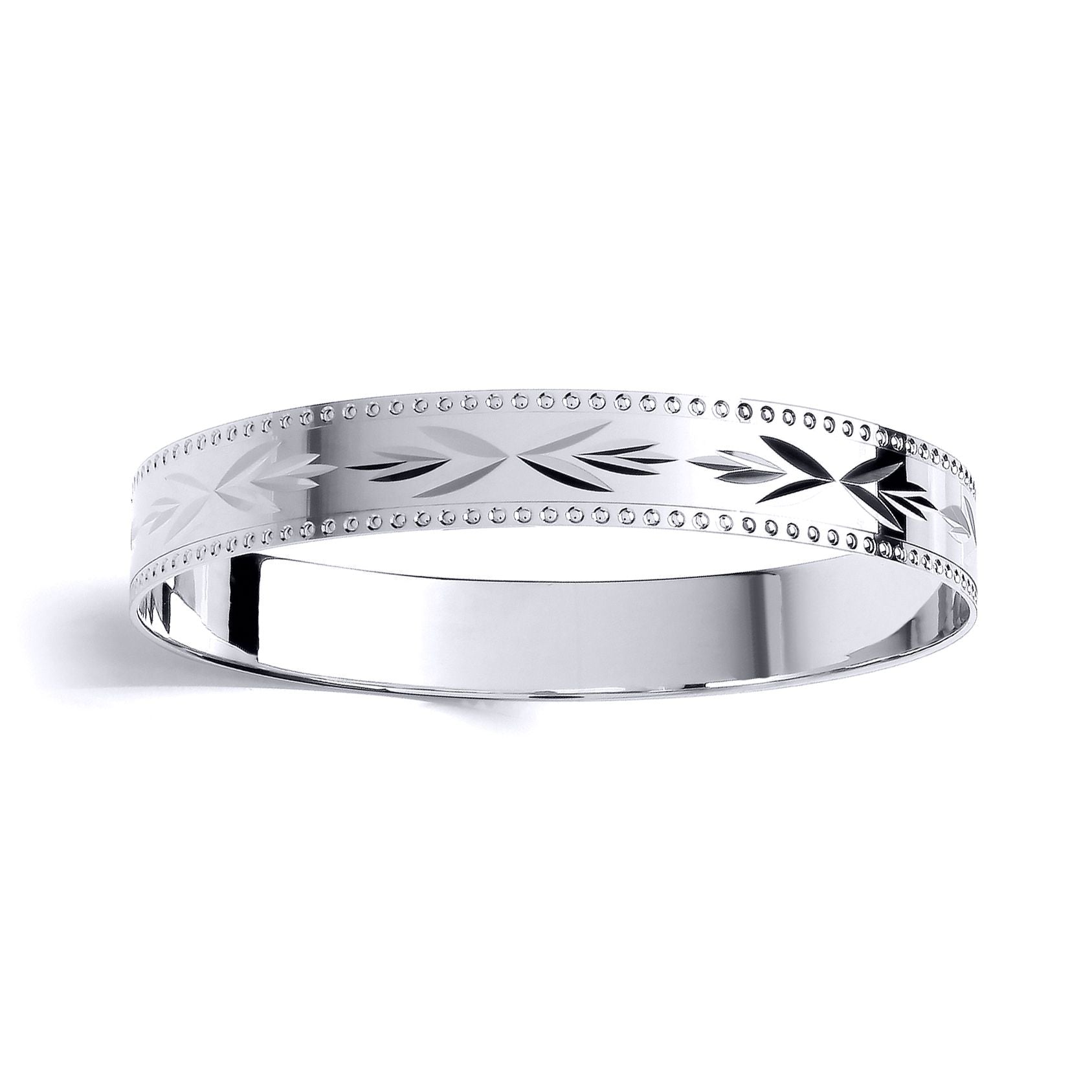 Kids Silver  Bead Edge Engraved Arrows Slave Bracelet 10mm 55mm - BN73