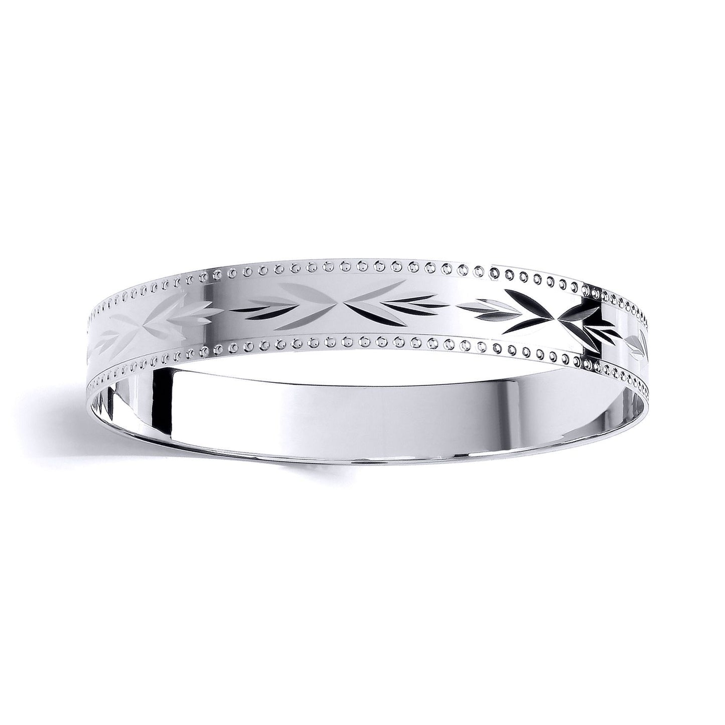 Kids Silver  Bead Edge Engraved Arrows Slave Bracelet 10mm 55mm - BN73