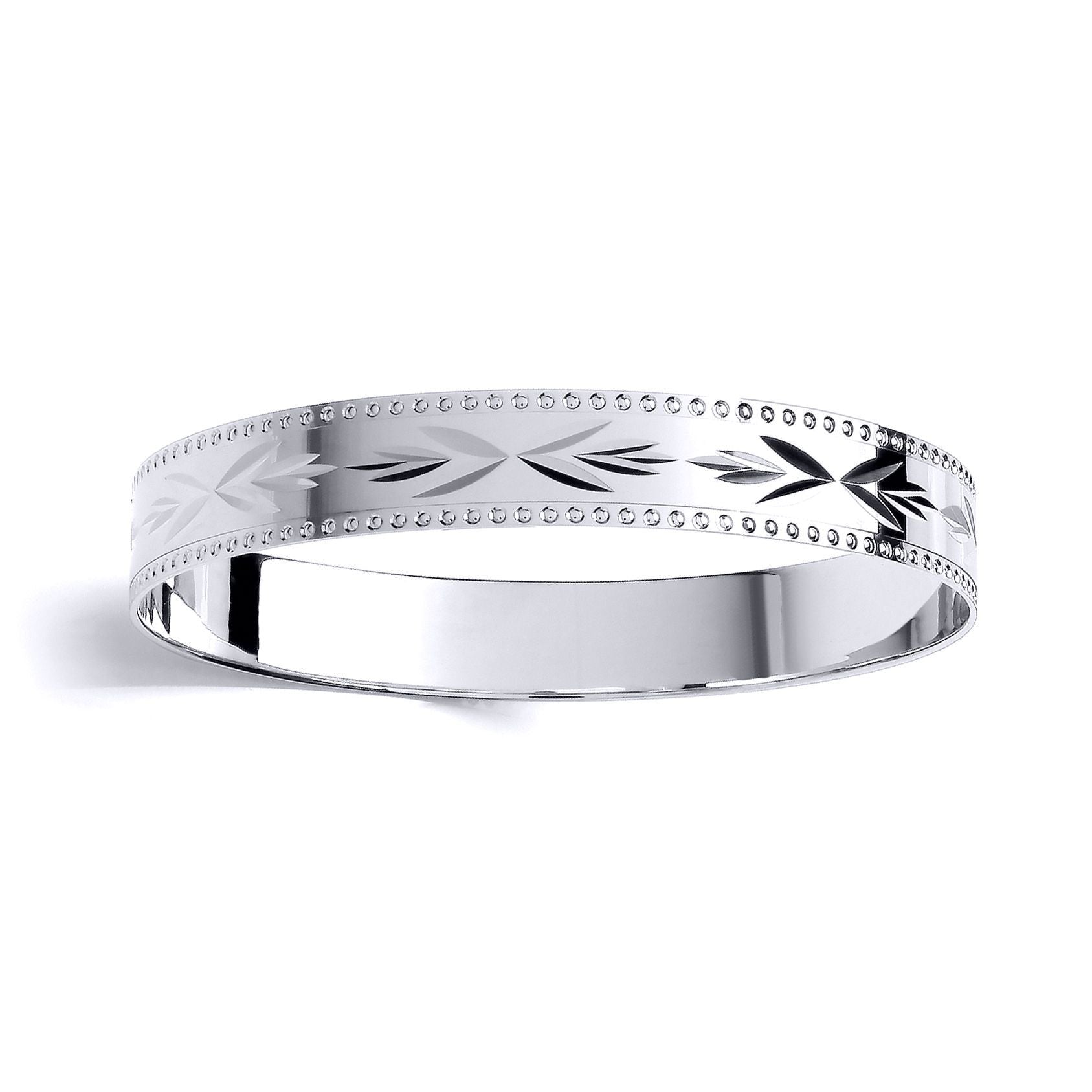 Kids Silver  Bead Edge Engraved Arrows Slave Bracelet 10mm 55mm - BN73
