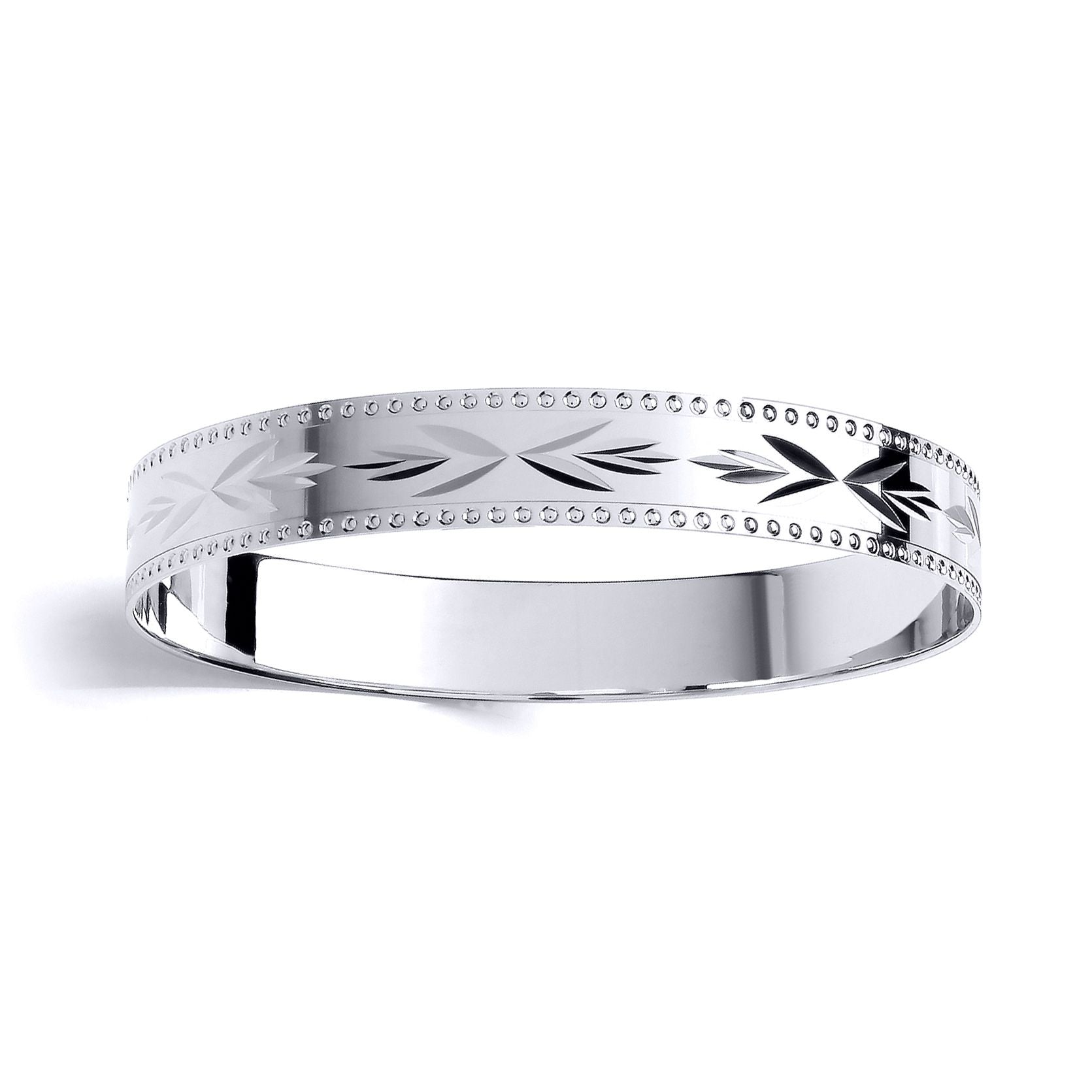 Kids Silver  Bead Edge Engraved Arrows Slave Bracelet 10mm 60mm - BN73