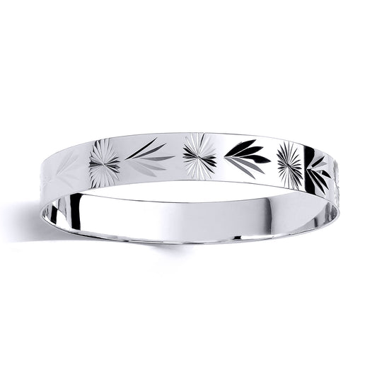 Kids Silver  Engraved Willow Tree Leaf Slave Bracelet 10mm 60mm - BN76