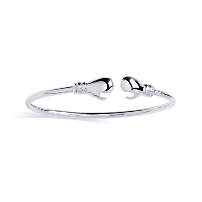 Silver  Boxing Glove Torque Bangle Bracelet - BN90