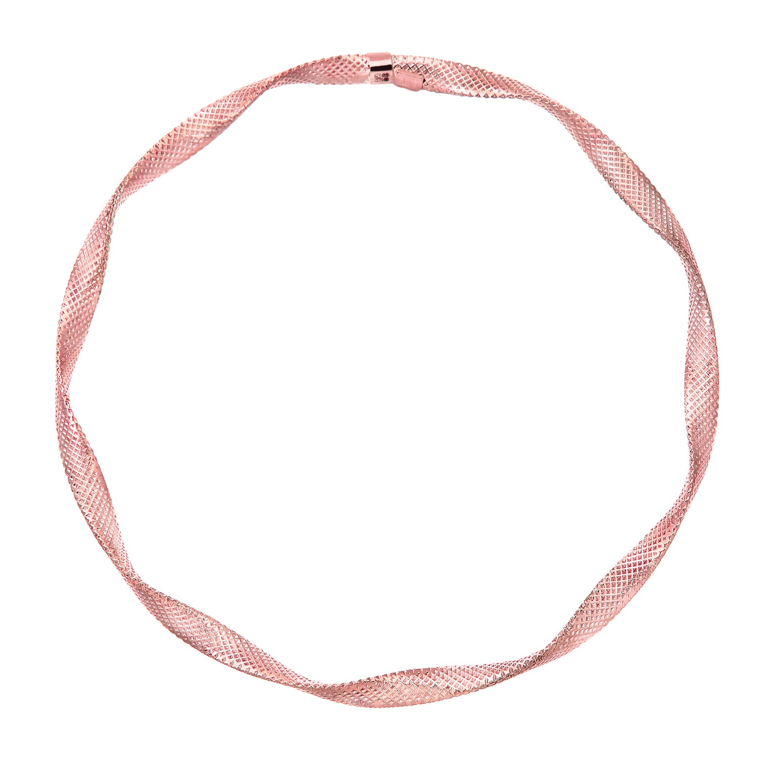 9ct Rose Gold  Flat Wavy Ribbon Bangle Bracelet 4mm 7.75 inch - BNGAXL1500R