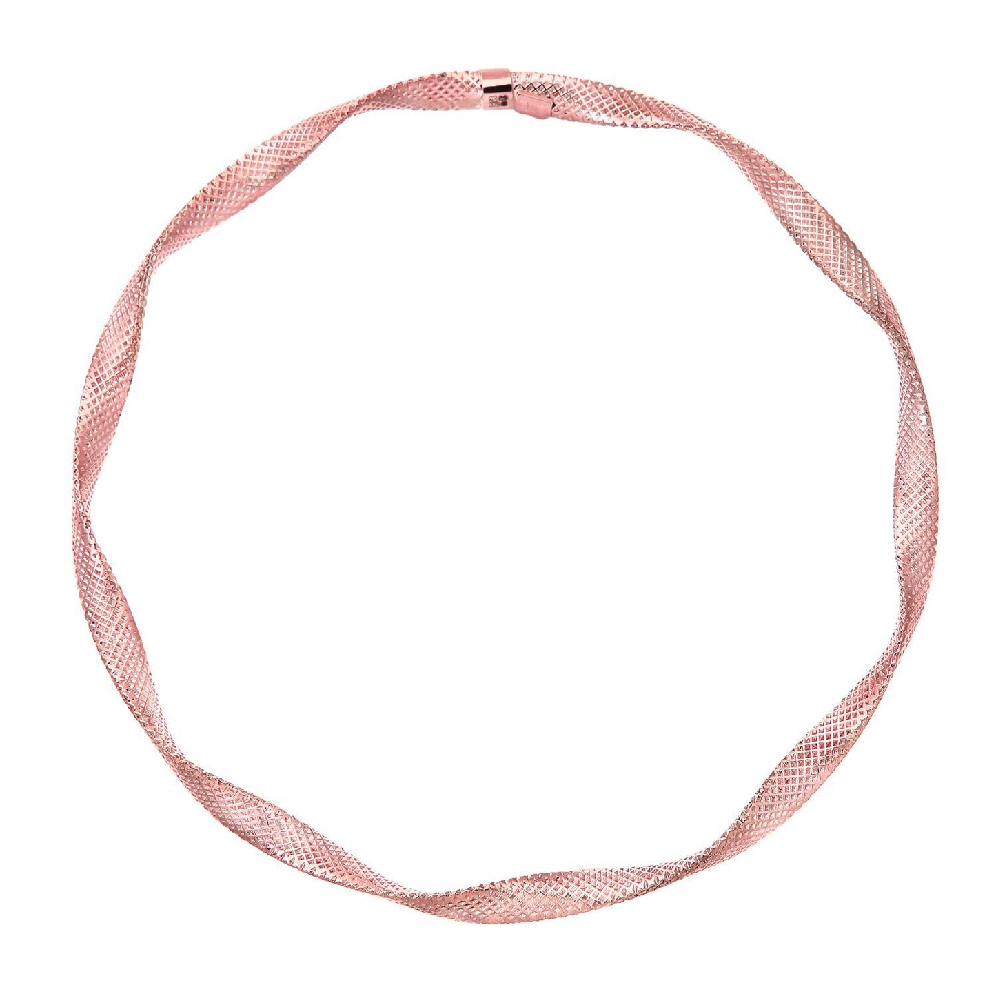 9ct Rose Gold  Flat Wavy Ribbon Bangle Bracelet 4mm 7.75 inch - BNGAXL1500R