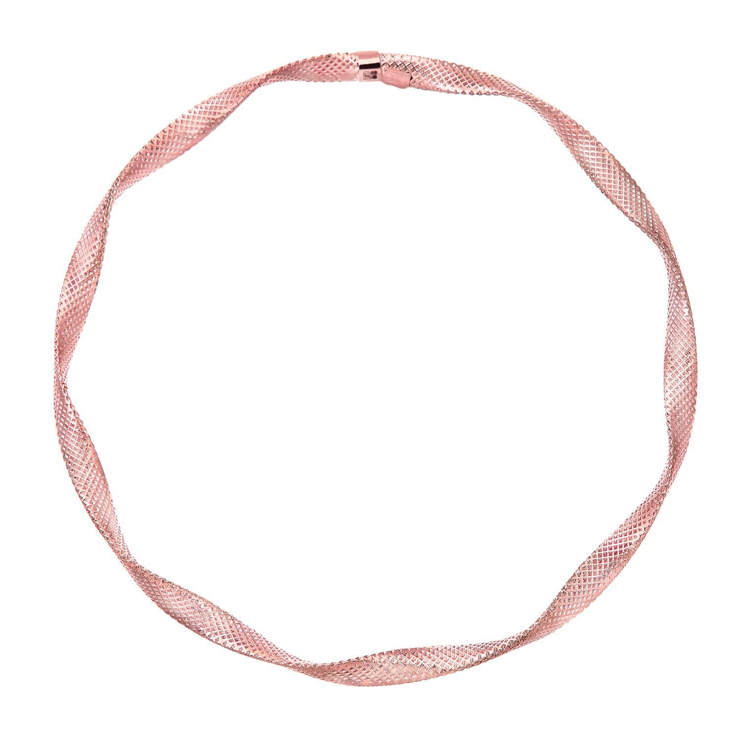 9ct Rose Gold  Flat Wavy Ribbon Bangle Bracelet 4mm 7.75 inch - BNGAXL1500R