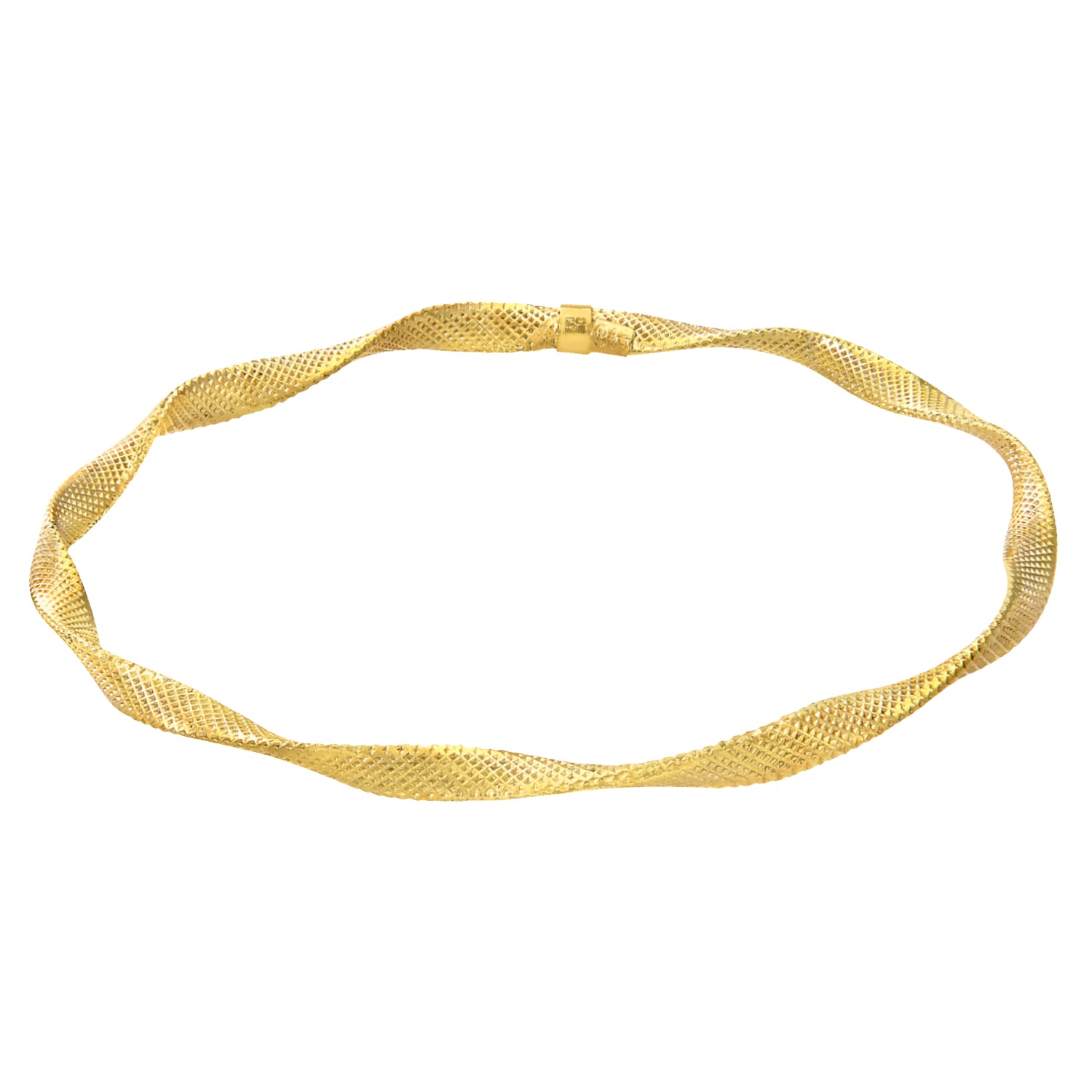 9ct Gold  Flat Wavy Ribbon Bangle Bracelet 4mm 7.75 inch - BNGAXL1500Y