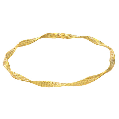 9ct Gold  Flat Wavy Ribbon Bangle Bracelet 4mm 7.75 inch - BNGAXL1500Y
