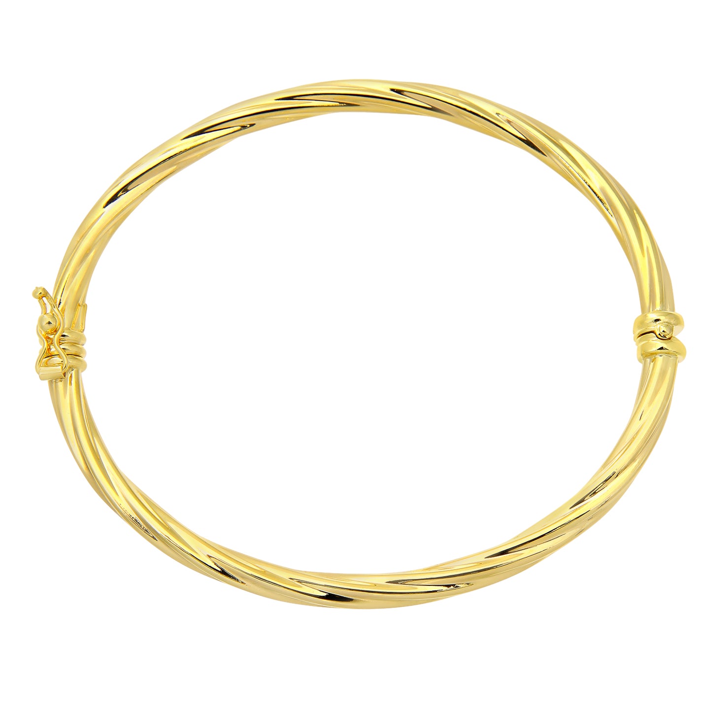 9ct Gold  Round Tube Candy Twist Bangle Bracelet 3mm - BNGAXL1502Y