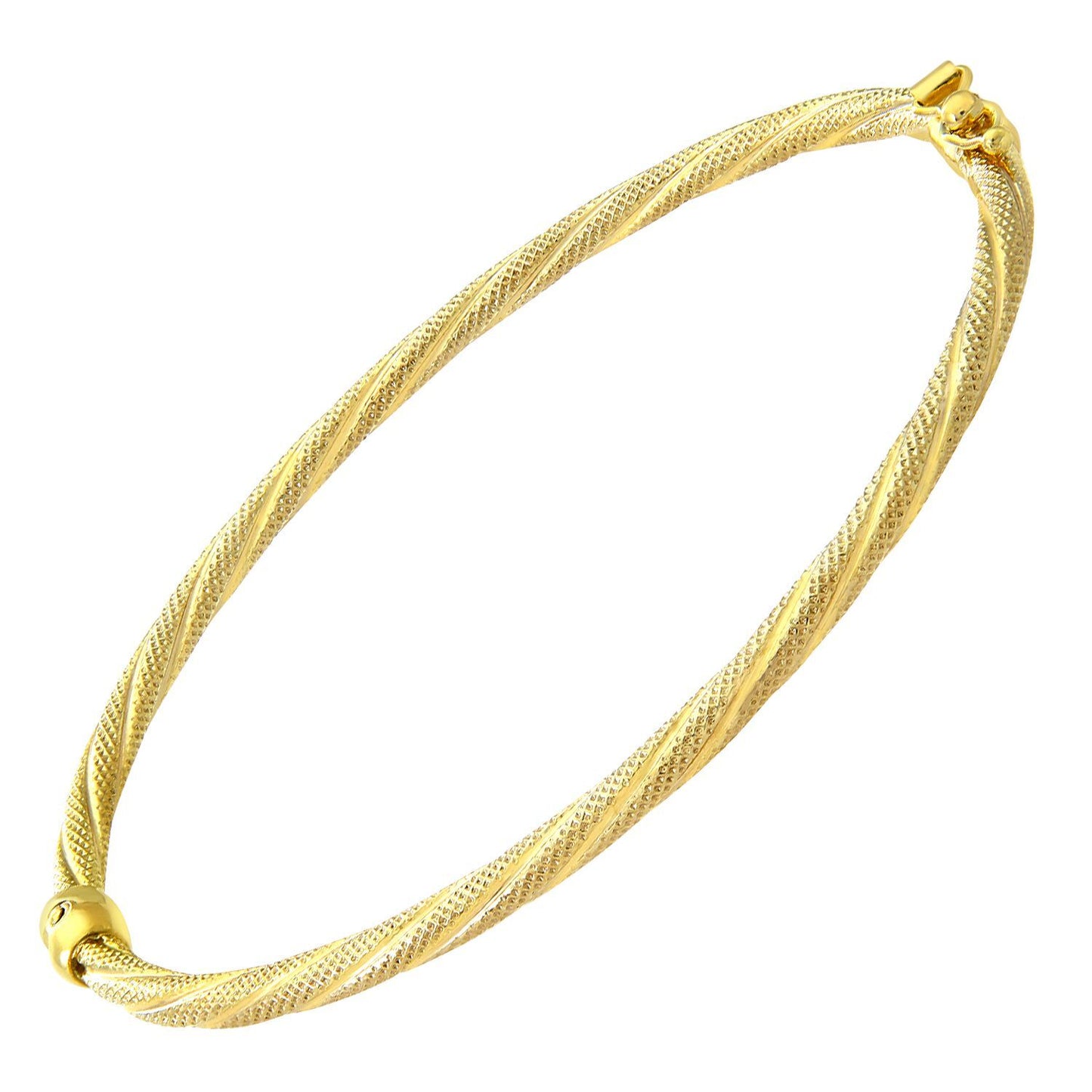 9ct Gold  Snake Skin Twist Bangle Bracelet 2.5mm - BNGAXL1503Y