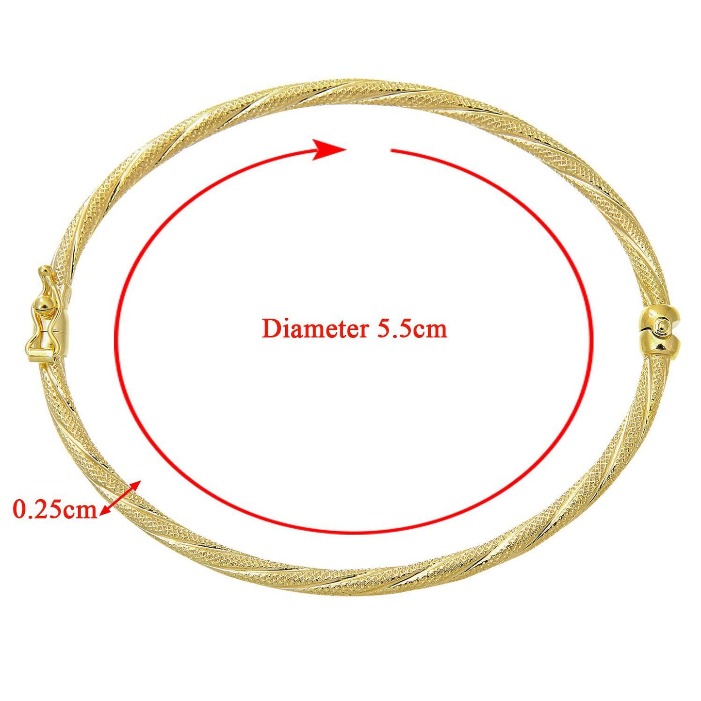 9ct Gold  Snake Skin Twist Bangle Bracelet 2.5mm - BNGAXL1503Y