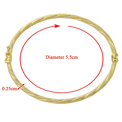 9ct Gold  Snake Skin Twist Bangle Bracelet 2.5mm - BNGAXL1503Y