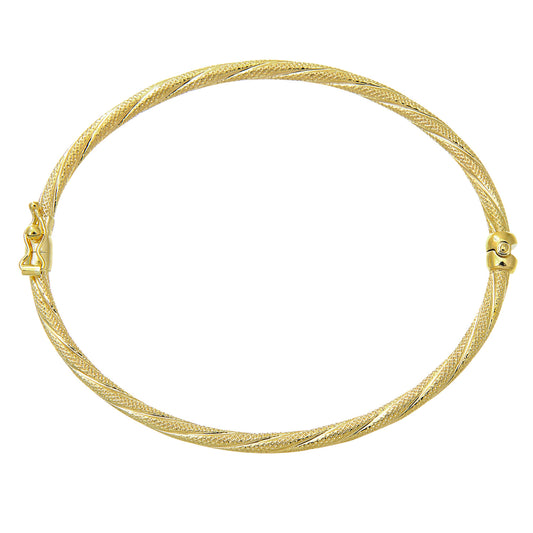 9ct Gold  Snake Skin Twist Bangle Bracelet 2.5mm - BNGAXL1503Y