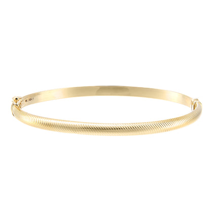 9ct Gold  D-Shape Ribbed Snake Skin Bangle Bracelet - BNGAXL1601Y
