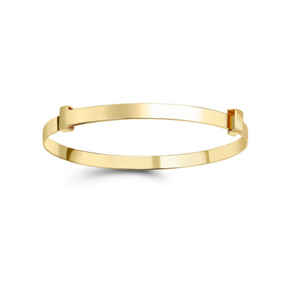 9ct Gold  Flat Band Adjustable Expanding Baby Bangle Bracelet 3mm - BNNR02293