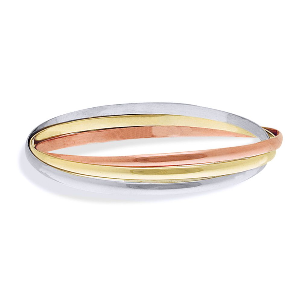 9ct 3-Colour Trinity Gold  Russian Wedding Bangle Bracelet 4mm - BNNR02316